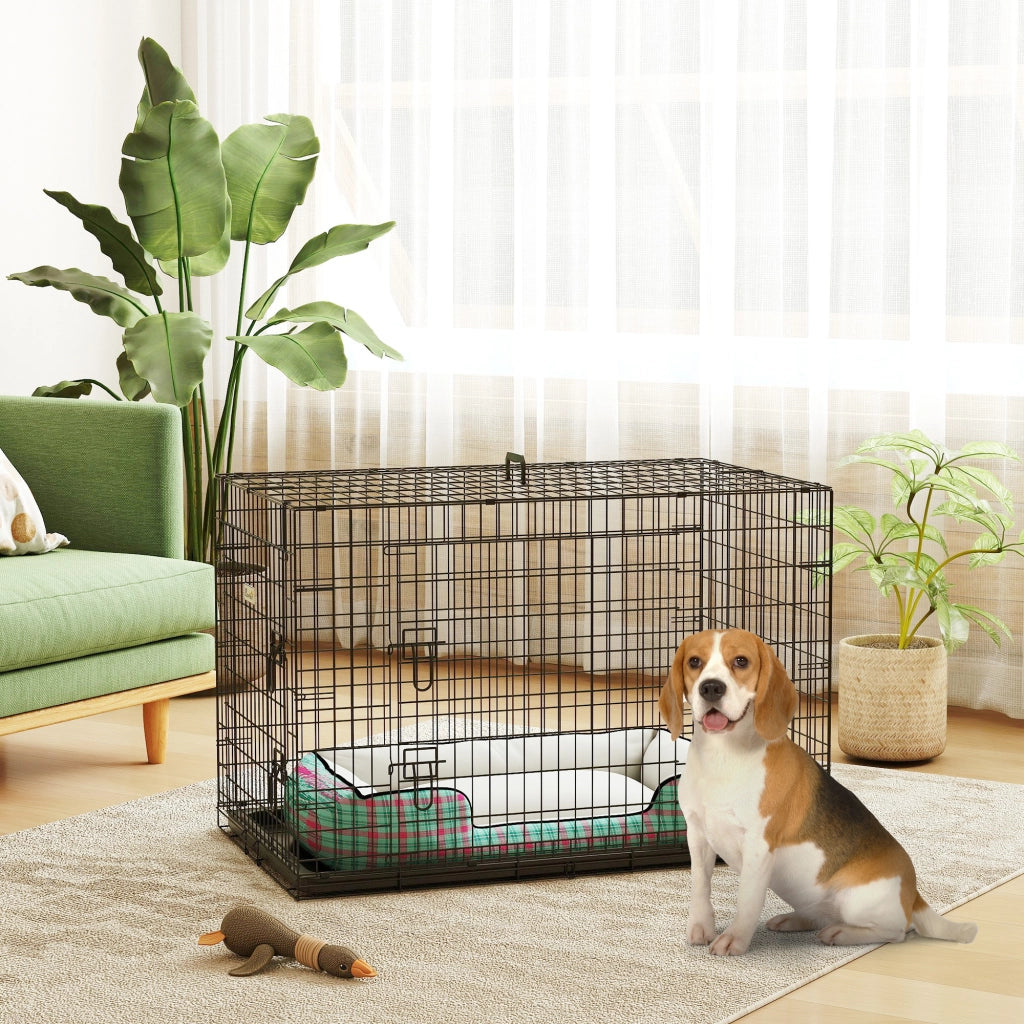 Gabbia Trasporto Cane Pieghevole ¨C Zephmum ¨C Nero Metallo 92x57x62.5 cm