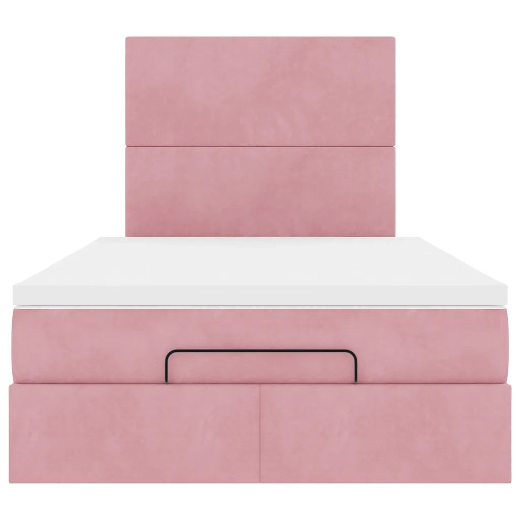 Struttura Letto Pouf con Materassi Rosa 120x190 cm Velluto 3313390