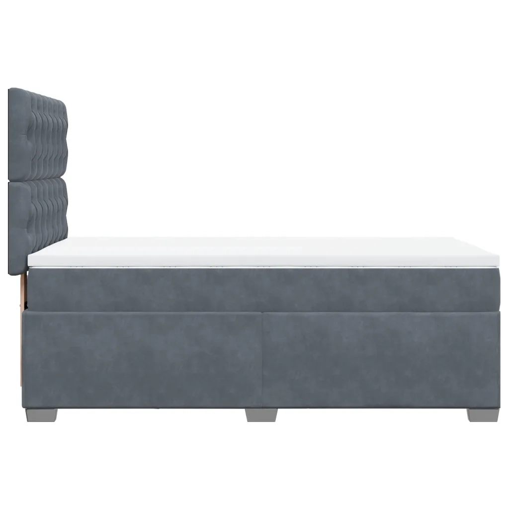 Giroletto a Molle con Materasso Grigio Scuro 90x200 cm Velluto