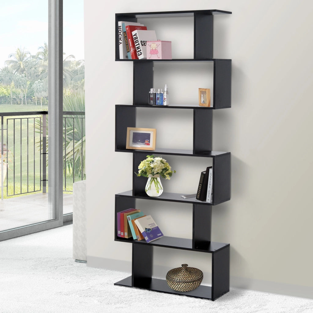 Libreria Moderna con 6 Ripiani ¨C zephmum ¨C Nero 80x23x192 cm