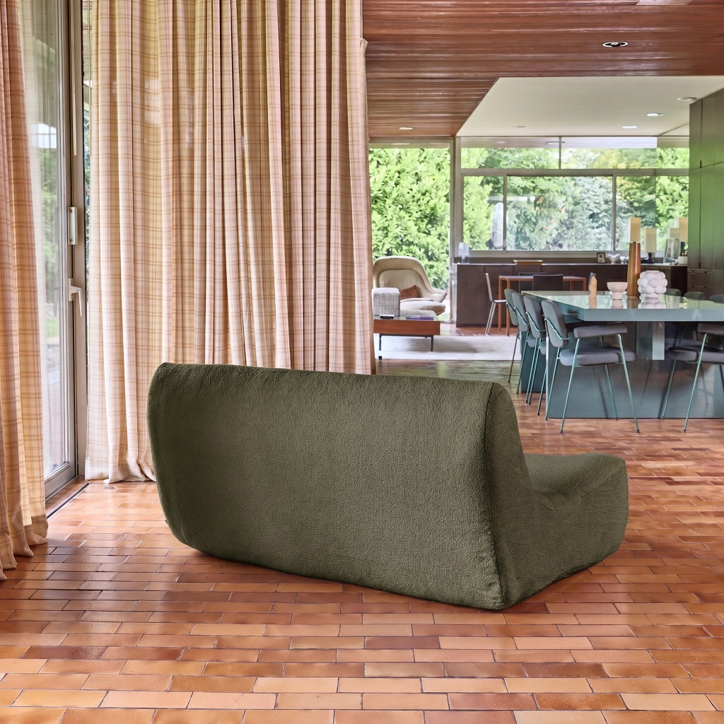 Poltrona bouclé testurizzata, 2 posti, verde kaki