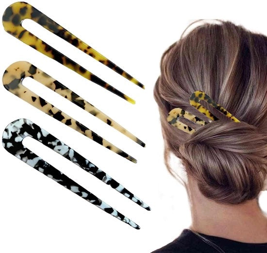 Spazzola per capelli a U a forma di tartaruga - 3 pezzi - cellulosa acetato - riutilizzabile - per donne e ragazze - ideale come regalo - accessori per capelli