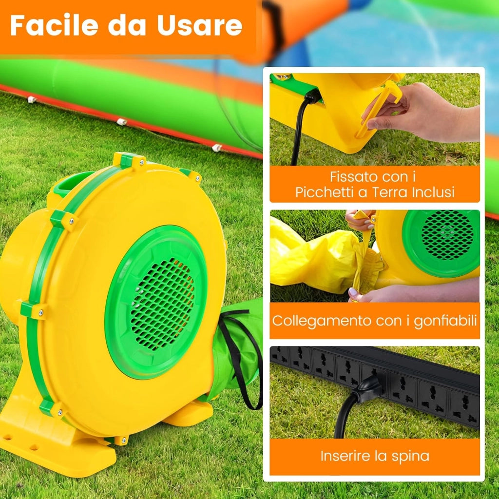Ventilatore di Aria del Castello Gonfiabile, Soffiatore per Giochi Gonfiabili con Cavo di Alimentazione, per Castello Gonfiabile, Scivolo Acquatico e Giochi Gonfiabili (950W)