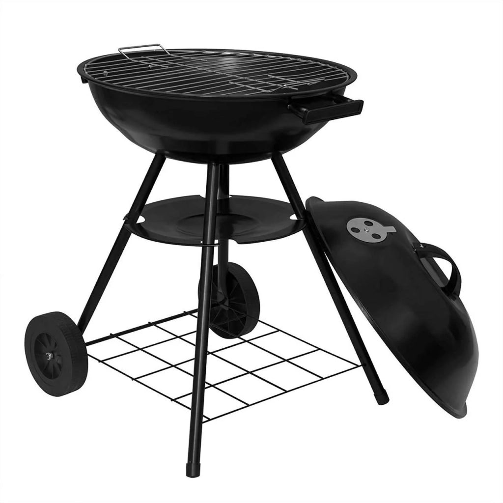 Barbecue a carbonella con ruote per campeggio in giardino nero 19_0000941