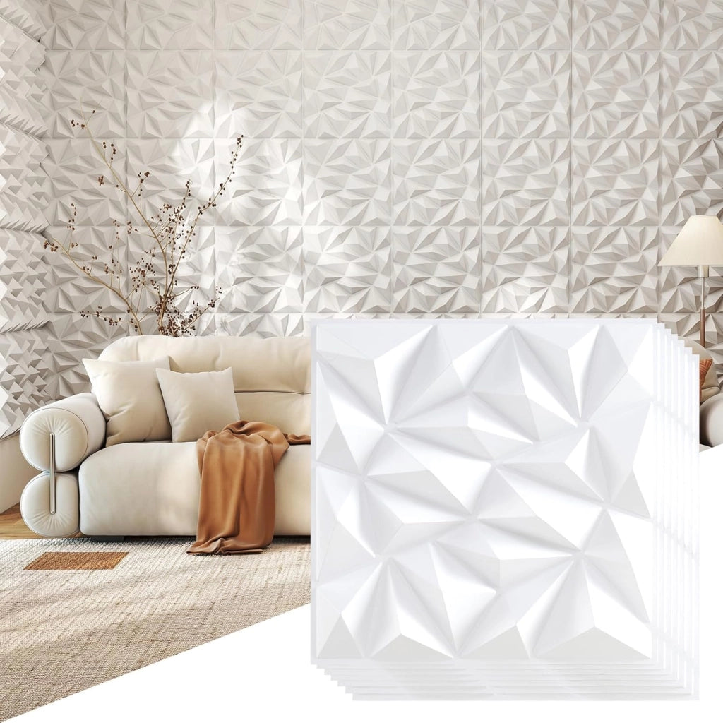 40 pannelli da parete 3D diamantati, 50 x 50 cm, rivestimento da parete 3D, pannelli da parete in PVC impermeabile, pannelli da soffitto quadrati, decorazione da parete per interni 10 m²