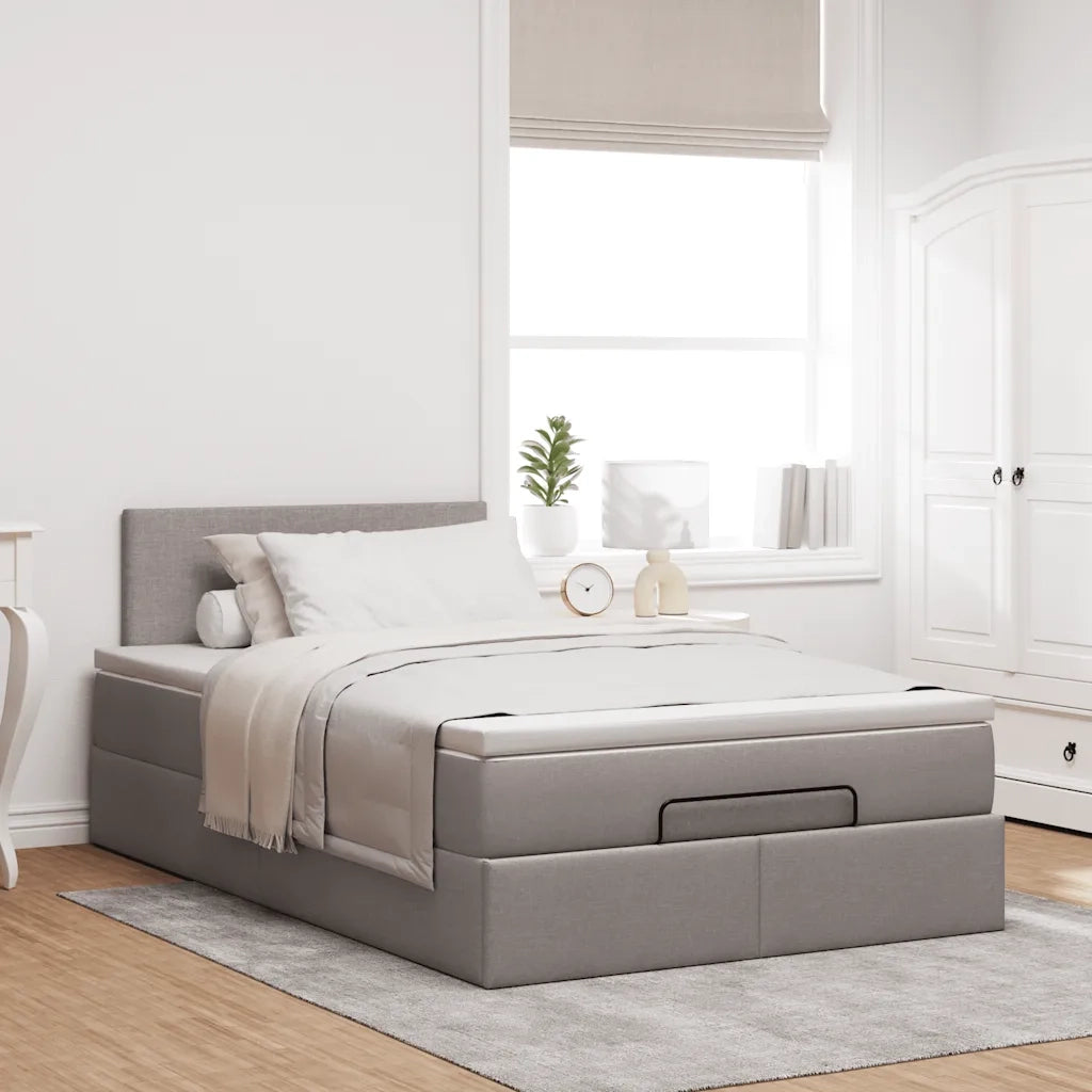 Pouf Letto con Materasso e LED Tortora 120x190cm in Tessuto 3312212