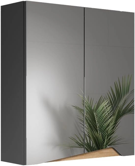 Mobile sottolavabo per bagno Marelle, Bianco/Artisan, 80 x 57.5 cm con 2 cassetti, adatto per l'installazione sotto lavabi standard
