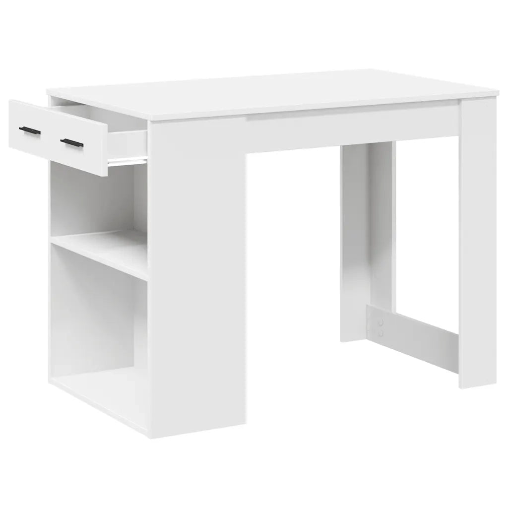Scrivania con Cassetto e Ripiano Bianca Legno Multistrato 858686