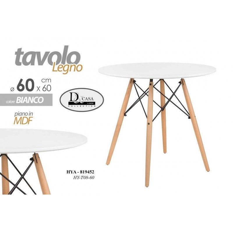 Tavolo tondo moderno urban industrial bianco cm 60