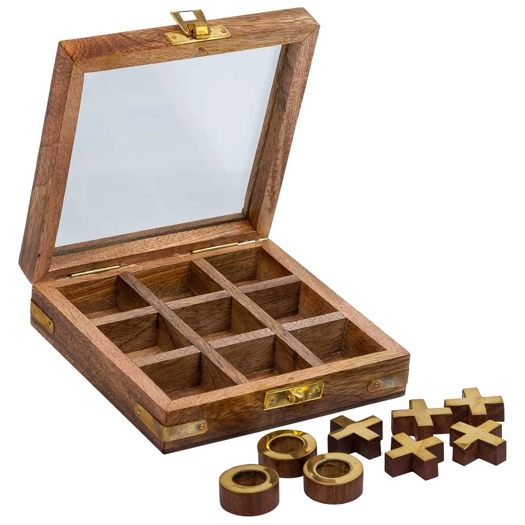 3 pz in linea scatola legno marrone 12.5x12.5x5h cm
