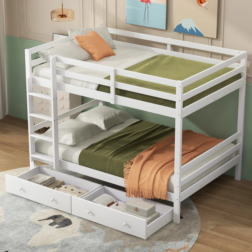 LETTO a castello 140x200 cm in pino e MDF bianco con materasso incluso