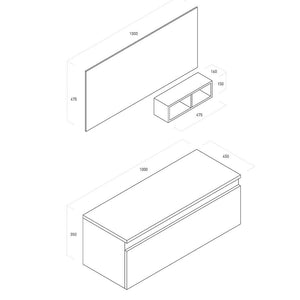 Mobile da Bagno sospeso Ibiza 14 Bianco Opaco Laccato TFT
