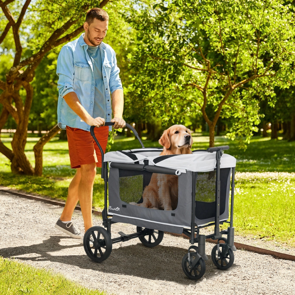 Carrello per animali pieghevole ¨C zephmum ¨C 110x65x102 cm grigio scuro