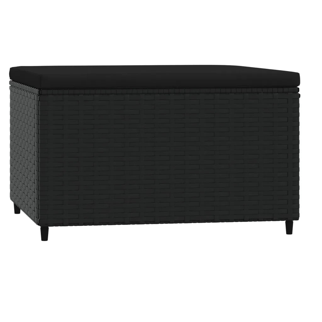 Poggiapiedi da Giardino con Cuscini in Polyrattan Nero CFW9940111