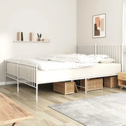 Giroletto con Testiera e Pediera-Struttura Letto Metallo Bianco 200x200 cm 736174