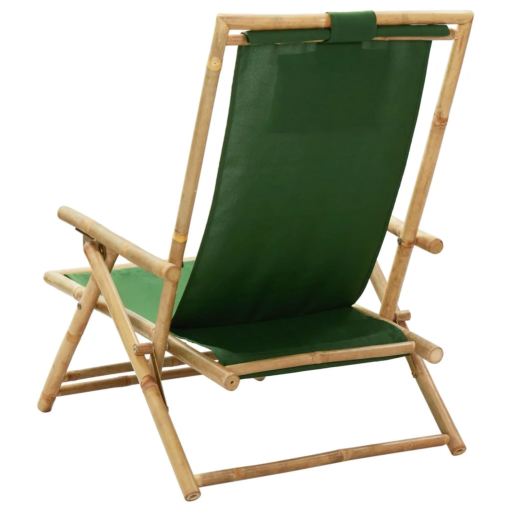 Sedia Reclinabile Relax Verde in BambÃ¹ e Tessuto cod mxl 13888