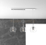SOSP. CROMO RETTANGOLARE 3 LUCI VETRI TUTTI PICCOLO TRASPARENTE 1155CR-S3 RP-TR