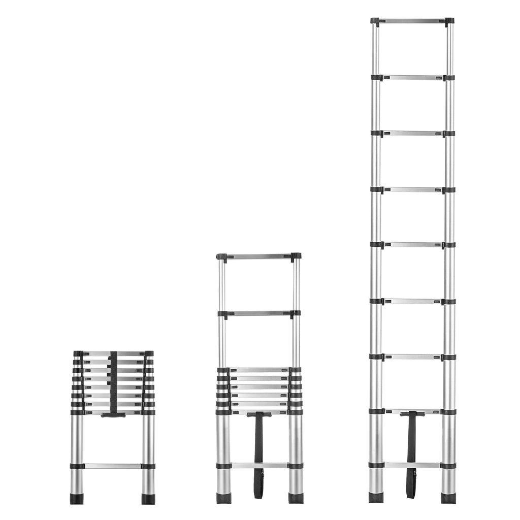 Scala domestica telescopica in alluminio KADAX, estensibile e pieghevole, 9 gradini, portata 125 kg