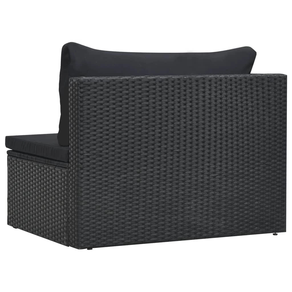 Mobili da giardino mobili da esterno Set di mobili da 5 pezzi con cuscini in resina intrecciata nera 02_0016474