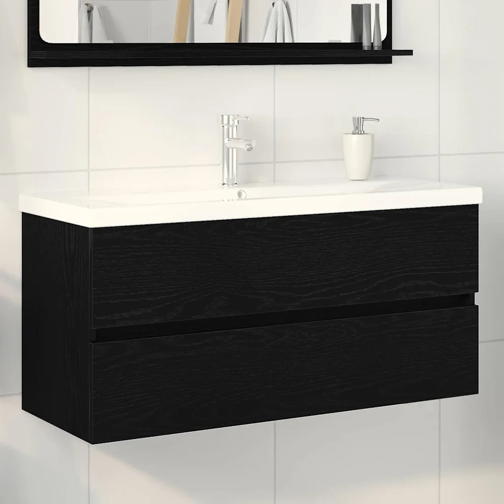 Armadio per Lavabo da Bagno Rovere Nero 100 x 39 x 62 cm 3333145