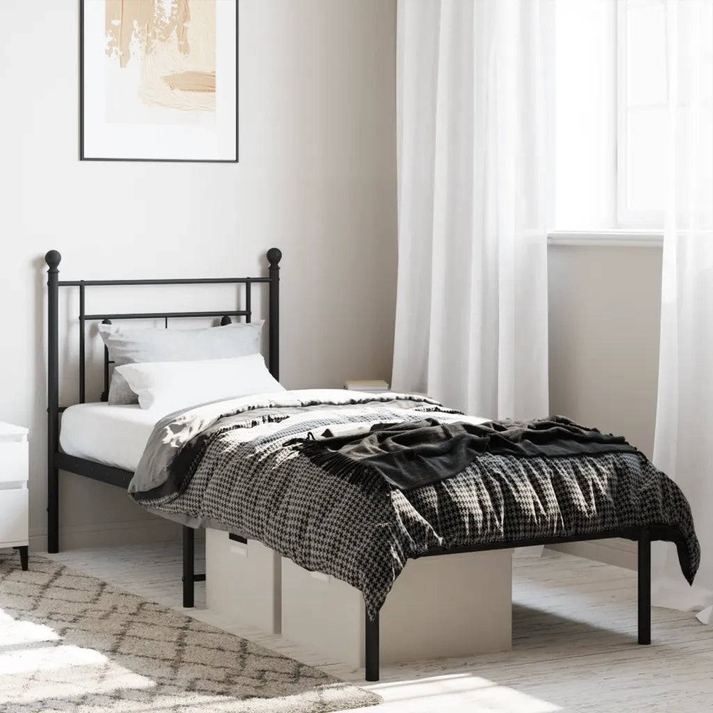 Giroletto con Testiera in Metallo Nero 75x190 cmcod mxl 85715
