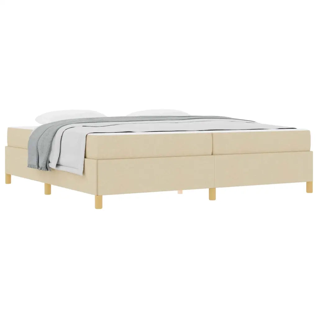vidaXL Letto a molle con materasso Bianco e crema 200 x 200 cm Tessuto