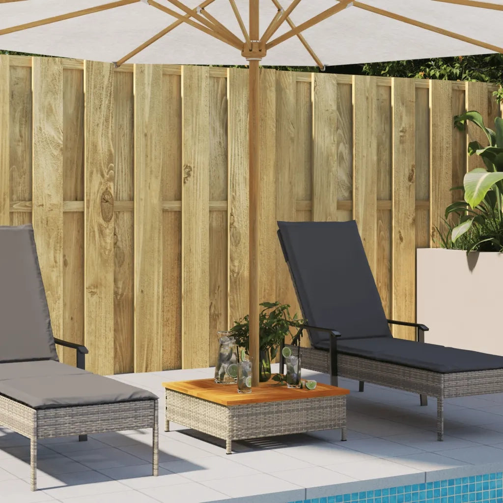 Copertura Base Ombrellone-Supporto per ombrellone Grigia 70x70x25cm Polyrattan e Acacia