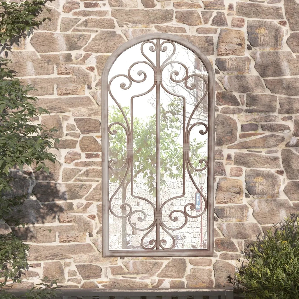 Specchio da Giardino-Specchio Decorativo-Specchio Esterno Sabbia 70x30 cm in Ferro per Uso Esterno 389472