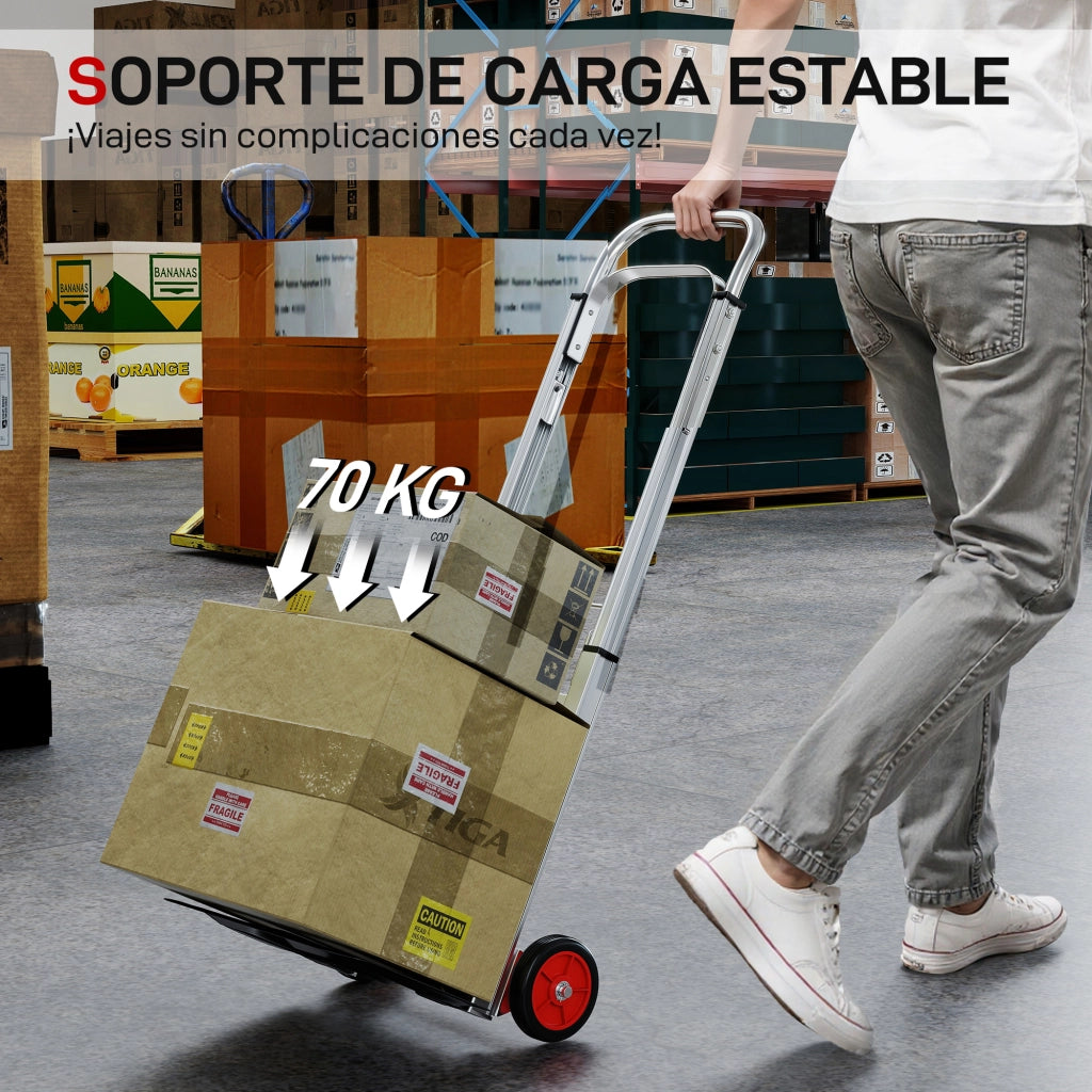 Carrello Pieghevole in Alluminio con Ruote ¨C zephmum ¨C Colore Argento e Nero 40x41x108 cm