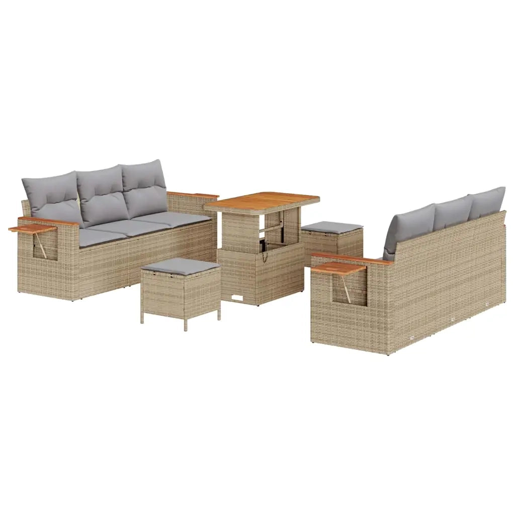 Set Divano da Giardino 11 pcs Beige e Grigio Chiaro polyrattan 3365082