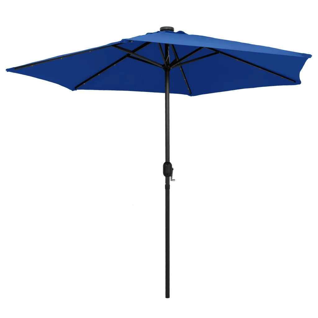 Ombrellone con Luci a LED-Ombrello da giardino e Palo Alluminio 270 cm Azzurro