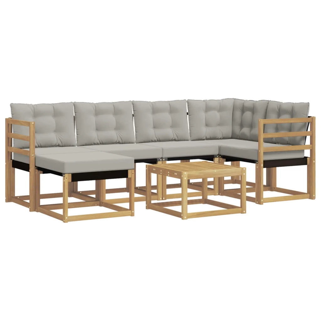 Set di divani da esterno 7 pcs Bianco e Grigio Chiaro