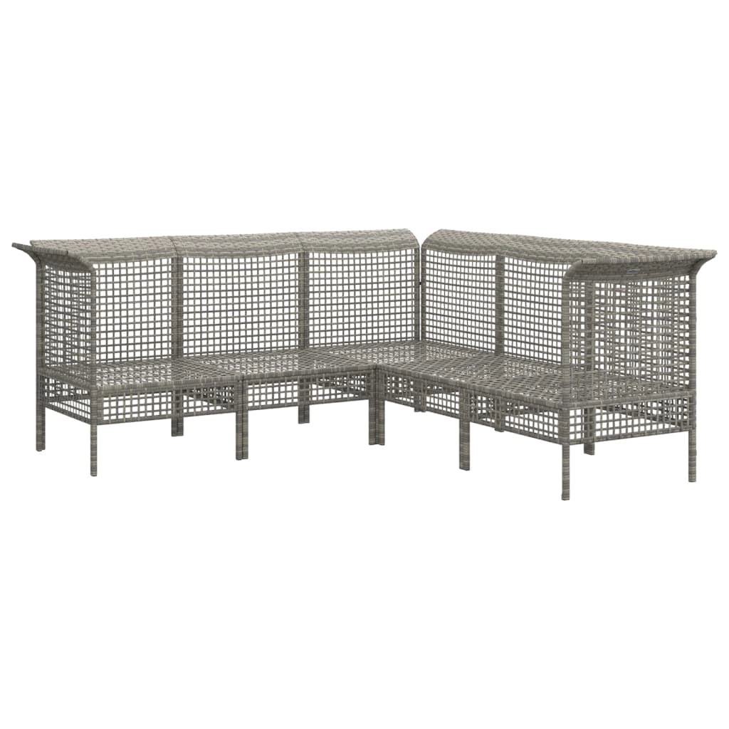 Set di mobili da giardino mobili da esterno 5 pezzi con cuscini resina intrecciata grigia 02_0016413