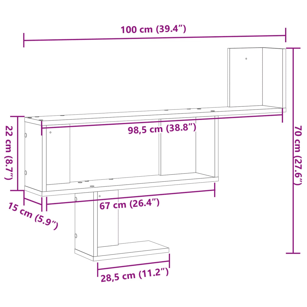 Scaffale a Parete Bianco 100x15x70 cm in Legno Multistrato 853191