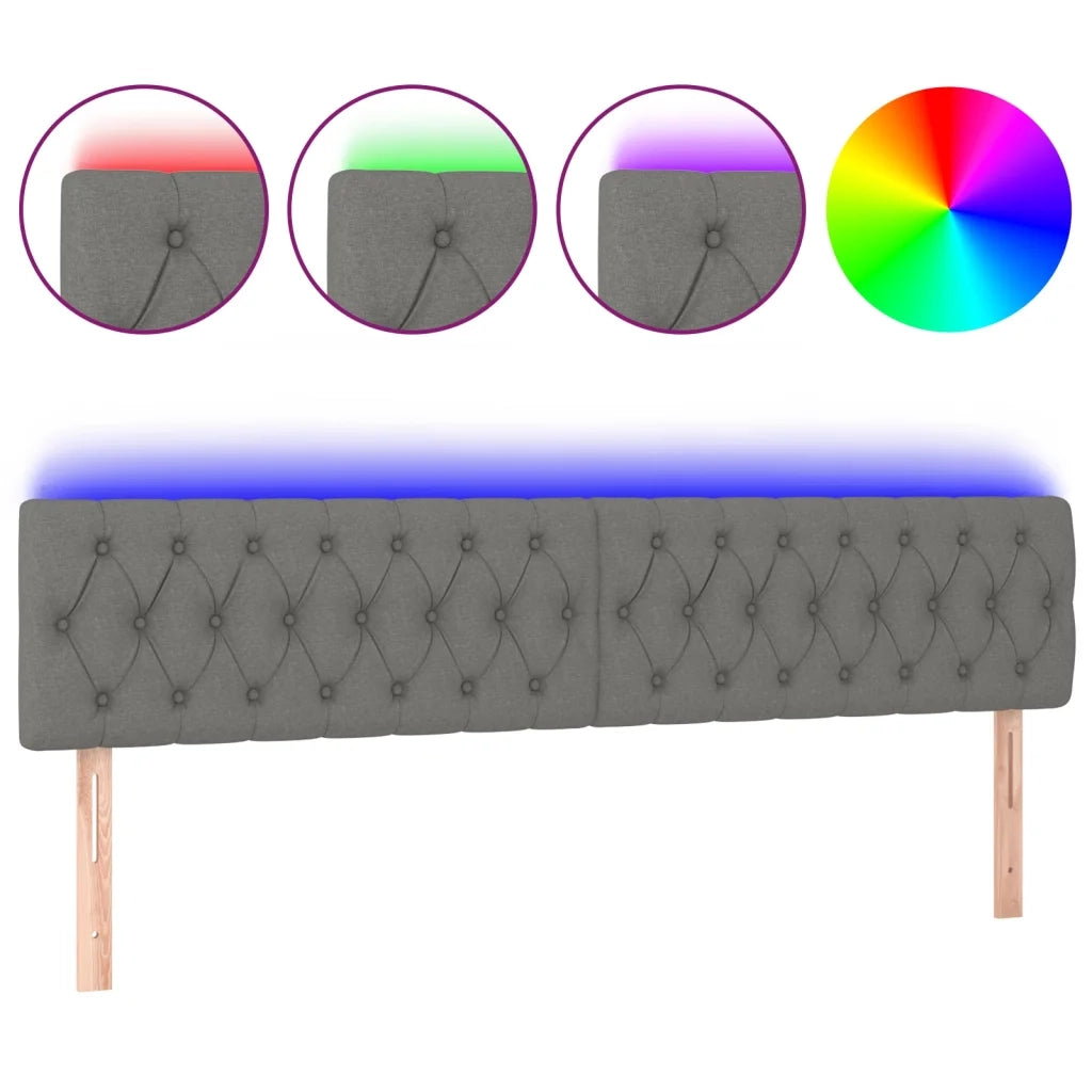 Testiera | Testata a LED Grigio Scuro 180x7x78/88 cm in Tessuto