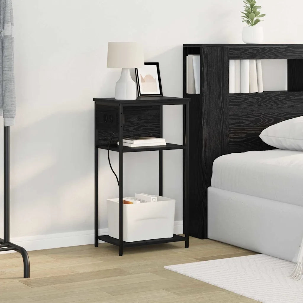 vidaXL Armadio da Notte Rovere nero 28.1 x 40.9 x 75 cm
