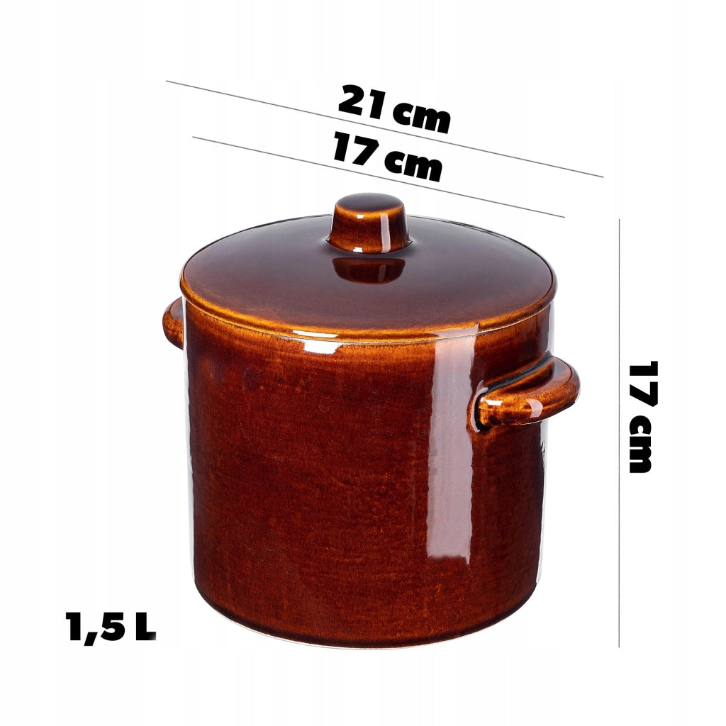 Pentola KADAX per conservare cavolo e cetrioli sott'aceto in strutto, in gres, 1,5 l, a forma di barile polacco.