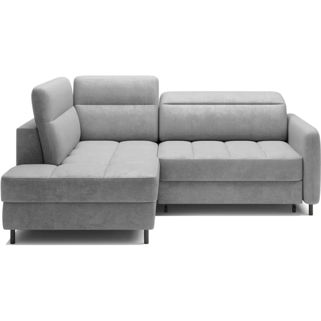 Divano letto angolare sinistro BARNEA 208 cm grigio chiaro con contenitore