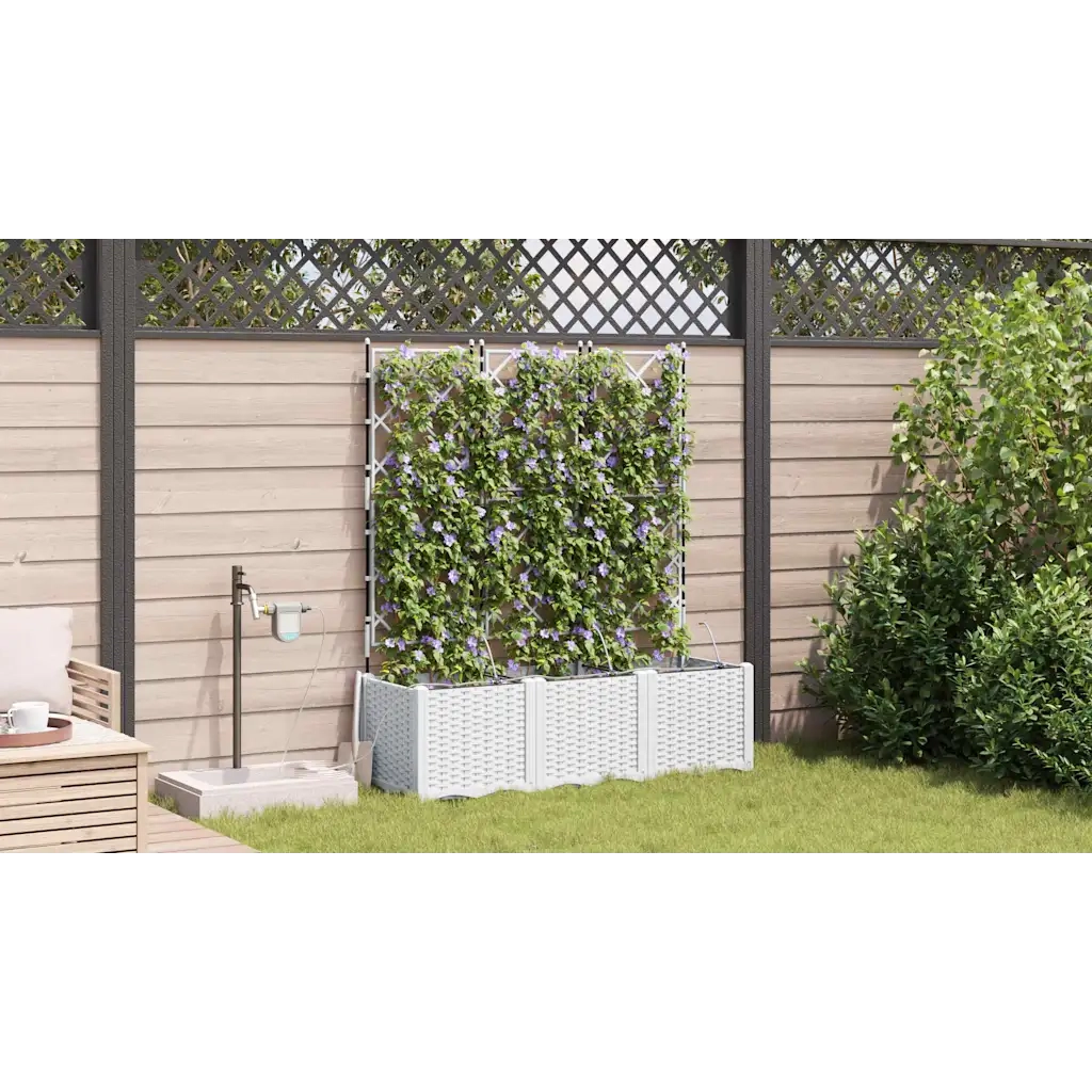 Vaso da giardino 3 pcs Bianco Plastica 42002921