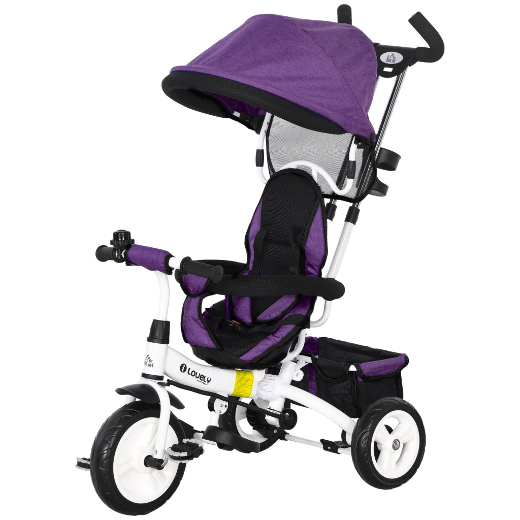 Triciclo per Bambini con Seggiolino e Cinturone di Sicurezza ¨C Zephmum ¨C Viola