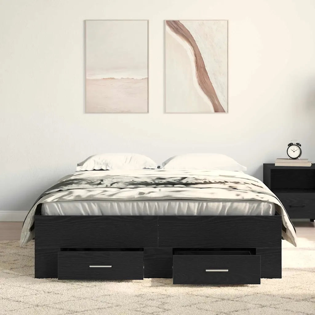 Struttura del letto con cassetto Rovere Nero 120 x 190 cm 3333980