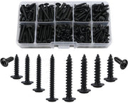 Kit di viti autoalloggianti metalliche con anello M3, M4, 280 pezzi, kit di viti a legno, 10 tipi (8/10/12/16/20/25mm), viti a testa (nero)