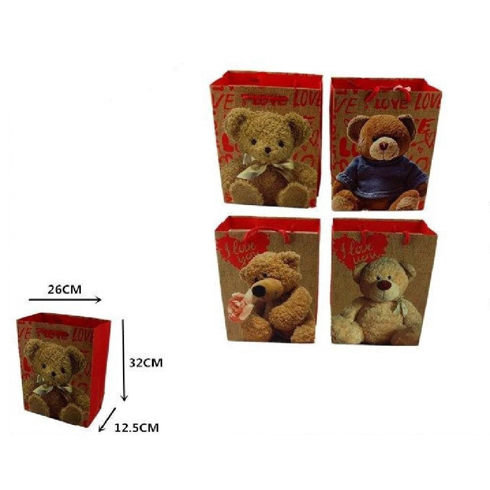 Trade Shop - Set 6 Buste Regalo San Valentino Orso Sacchetto 26x32x12.5cm 59520 Vari Modelli -