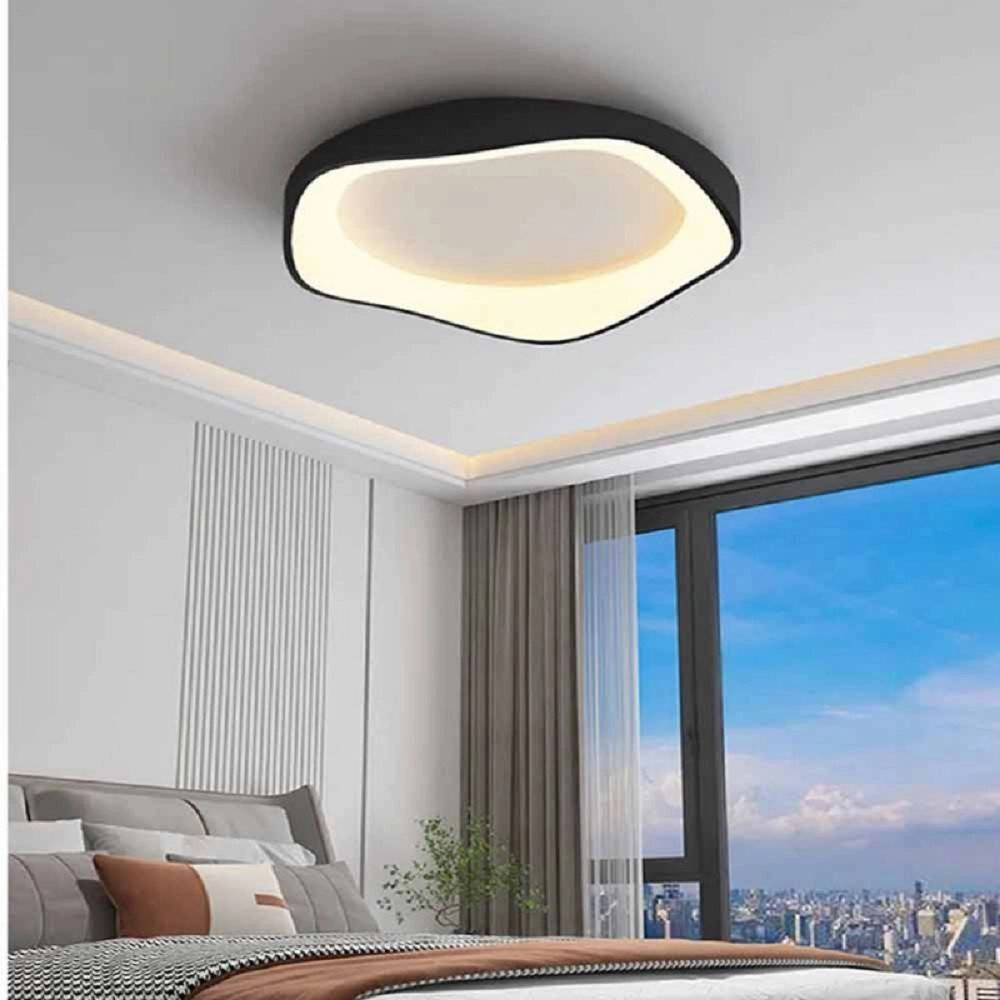 Trade Shop - Plafoniera Led A Onda Nero 38 Watt Ultra Moderna Tre Colorazioni Di Luce C53-n3c -