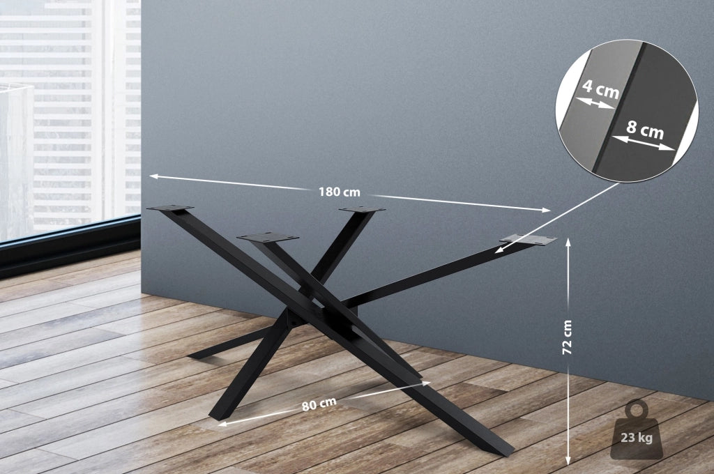 Gambe del tavolo Jimmy Nero/industriale,180x80x72 cm
