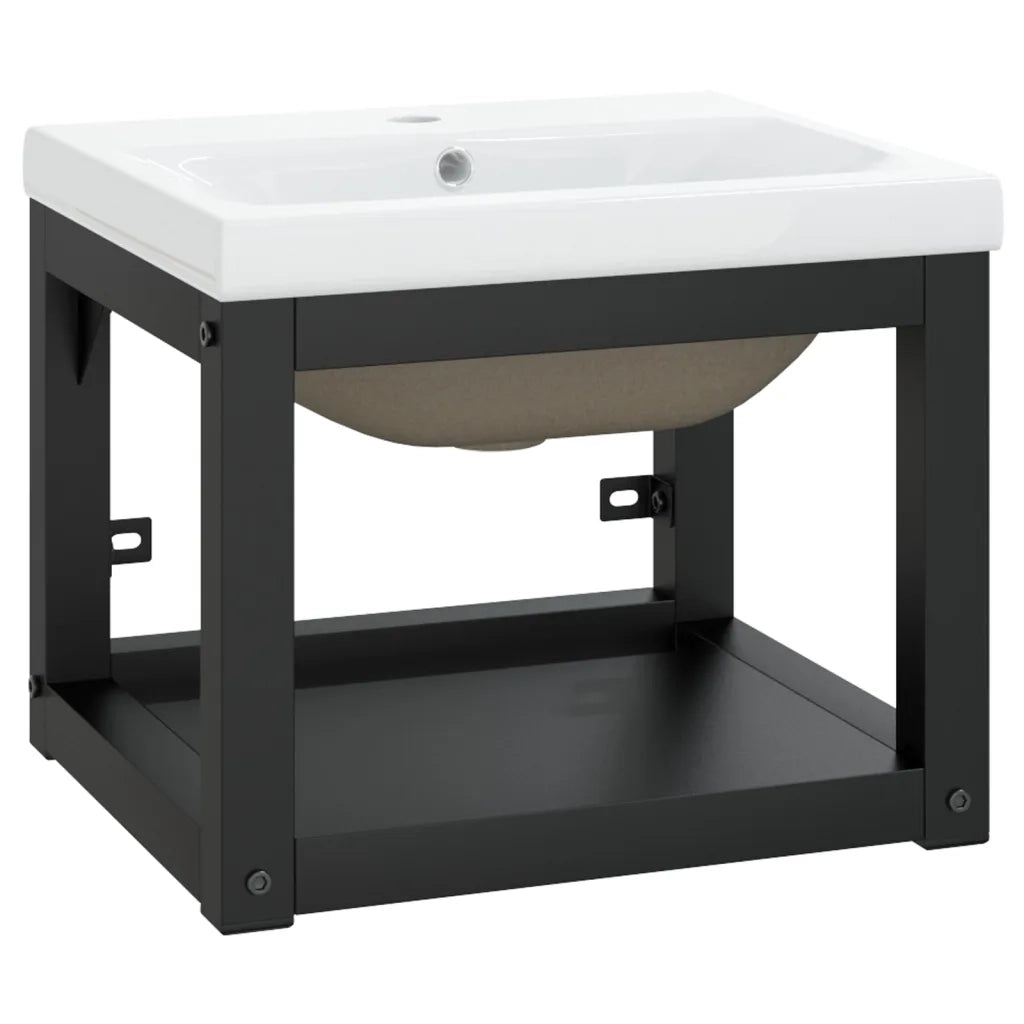 Telaio per Lavabo da Bagno con Lavabo Integrato-Struttura per Lavabo da Bagno Nero in Ferro 532706