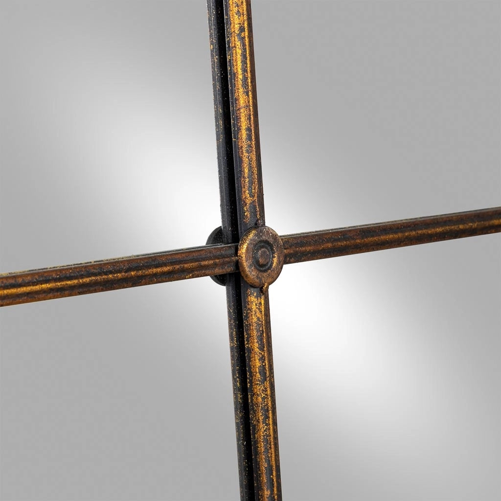 Specchio da parete in legno e ferro nero 60x3x190h cm
