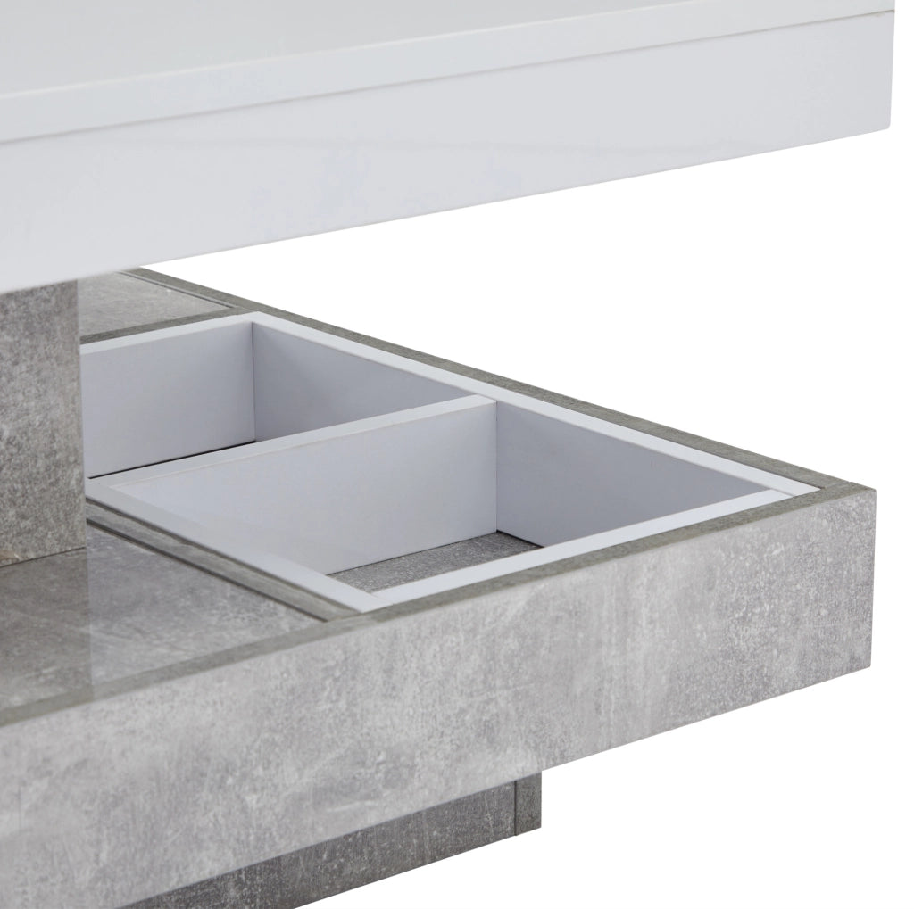 Tavolino da caff猫 70x70x36 cm; girevole 360掳 con vano contenitore; pannello truciolare bianco