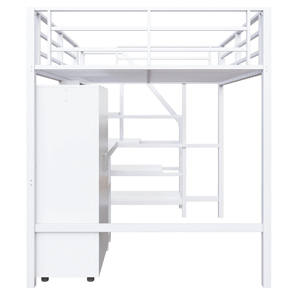 Letto a Soppalco con Scrivania e Armadio ¨C MINIMAL ¨C Bianco 140x200