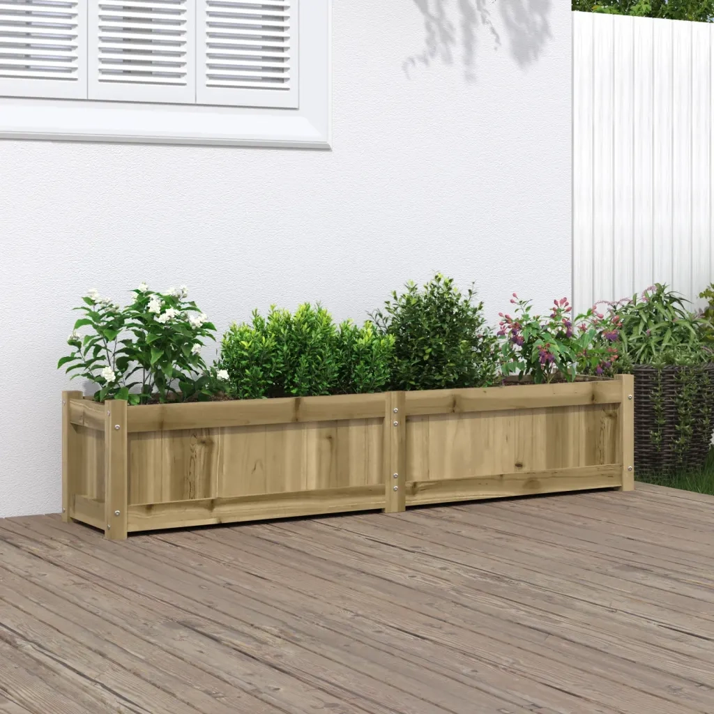 Fioriera da Giardino-Vaso da Esterno 150x31x31 cm in Legno di Pino Impregnato